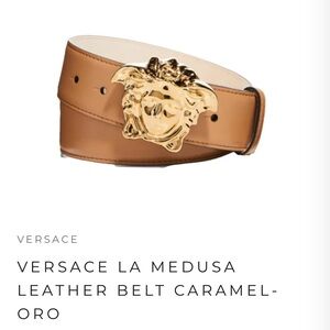 Versace Tan Leather Bag with Gold Medusa Accent